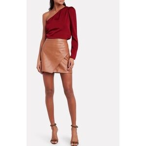 INTERMIX  100% silk one shoulder top in wine